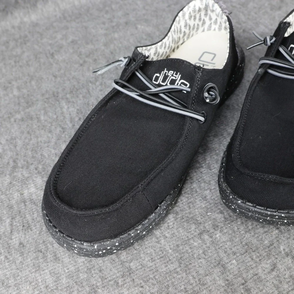 Hey Dude Wendy Shoes Womens Size 10 Black Canvas Slip On Lightweight Comfort